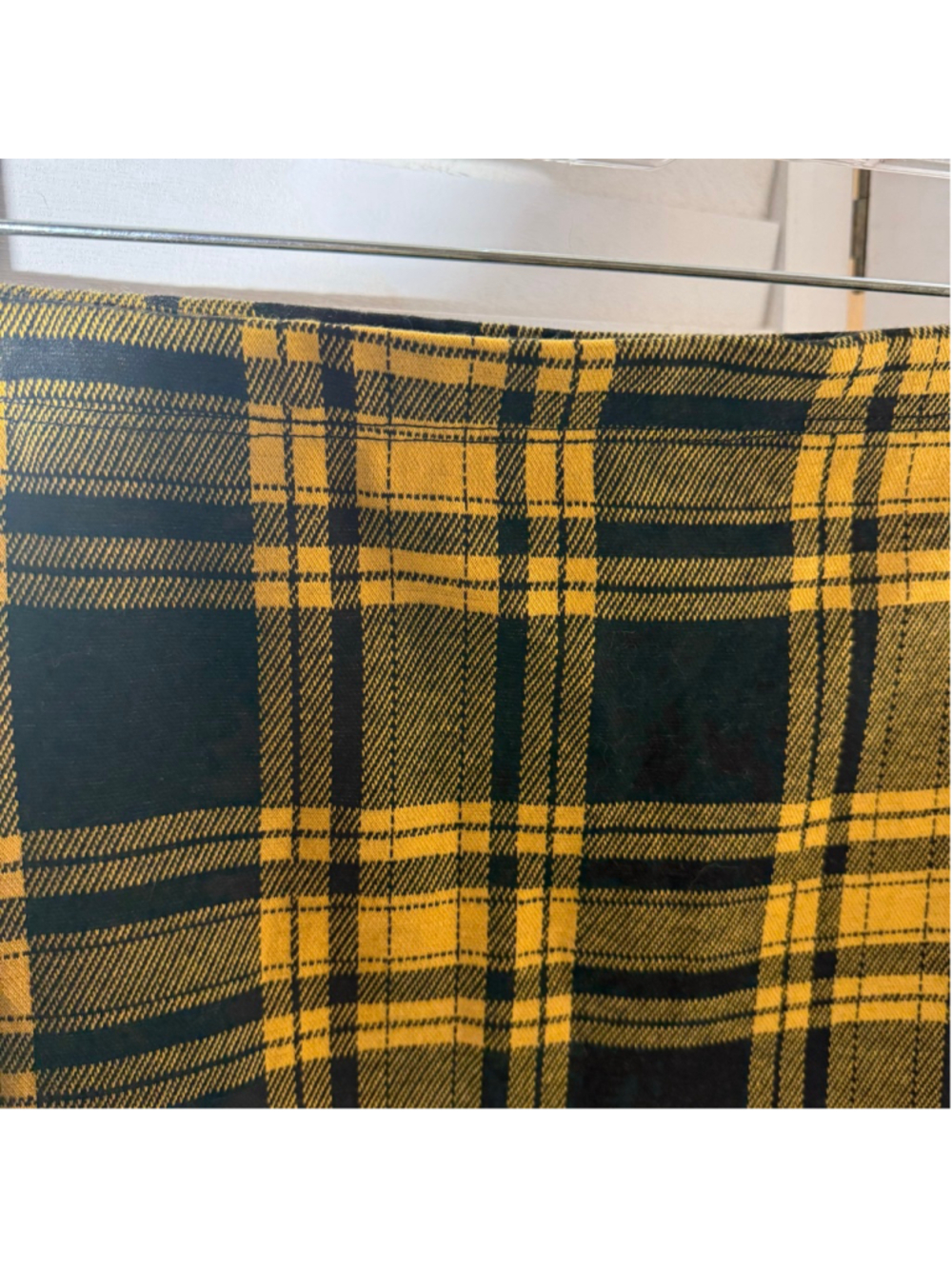 Vintage Y2K school girl style yellow black plaid mini skirt top set sz M - Picture 13 of 13
